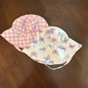 Pink and White Butterfly Kids Sun Hats